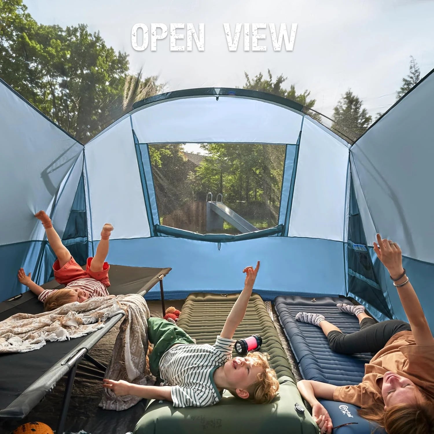 PORTAL 6/8/10 Person Family Camping Tent with Screen Room, Water Resistant Big Tunnel Tent with Rainfly, Large Family Tent for Outdoor Camping, Party