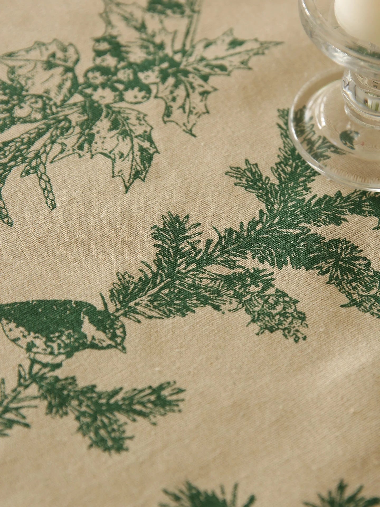 Französische Landhaus-Tischdecke aus Leinen mit Blumenmuster, Vintage-Stil, Esszimmer-Dekoration