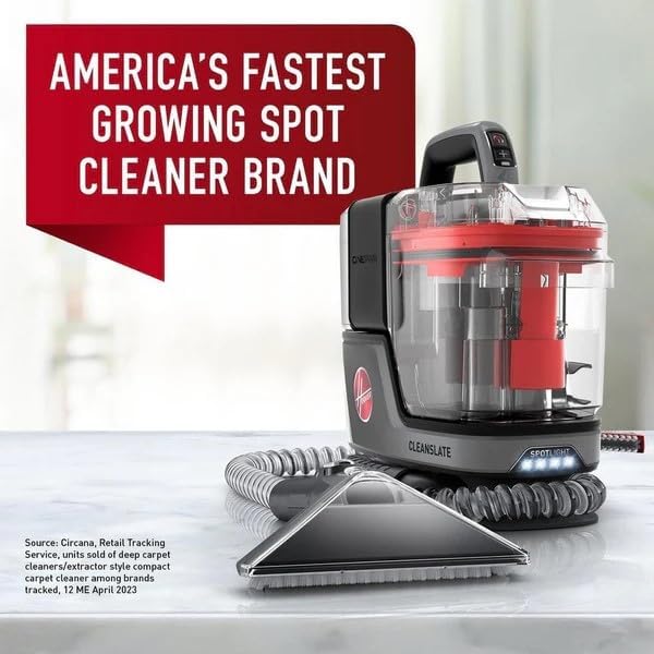 Hoover CleanSlate Plus Portable Carpet & Upholstery Spot Cleaner with Powerful Suction and Multiple Tools