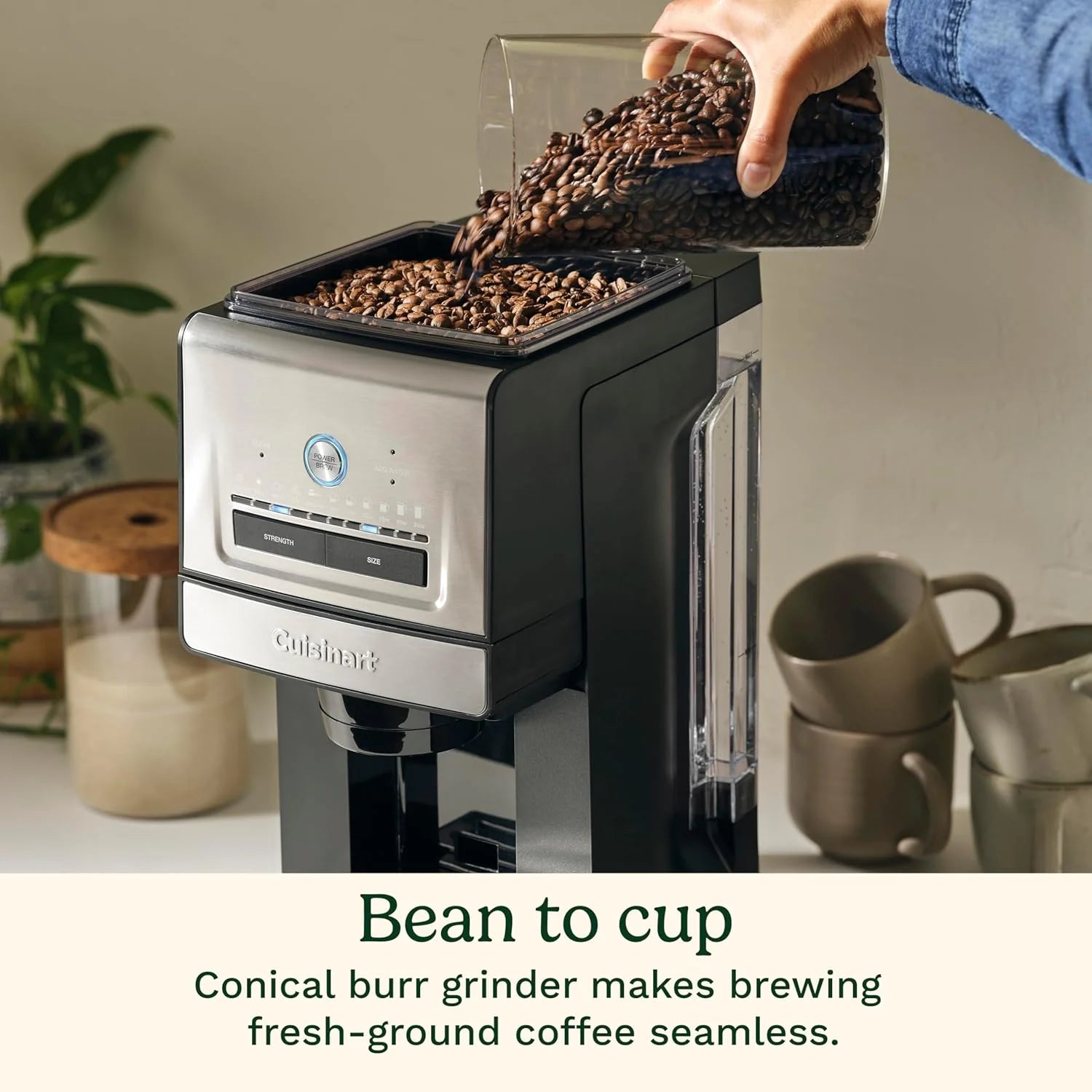 Cuisinart Coffee Maker, Custom Grind and Brew Single Cup Coffee Maker, 6 Cup Sizes, Built-in Stainless Steel Burr Mill, Adjustable Strength, Grind Control and Over Ice Feature, Easy Cleaning, DGB-30