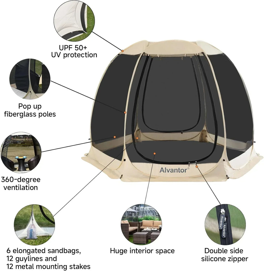 Alvantor Screen House Gazebo Pop Up Igloo Screened Canopy Tent with Mosquito Netting Sides
