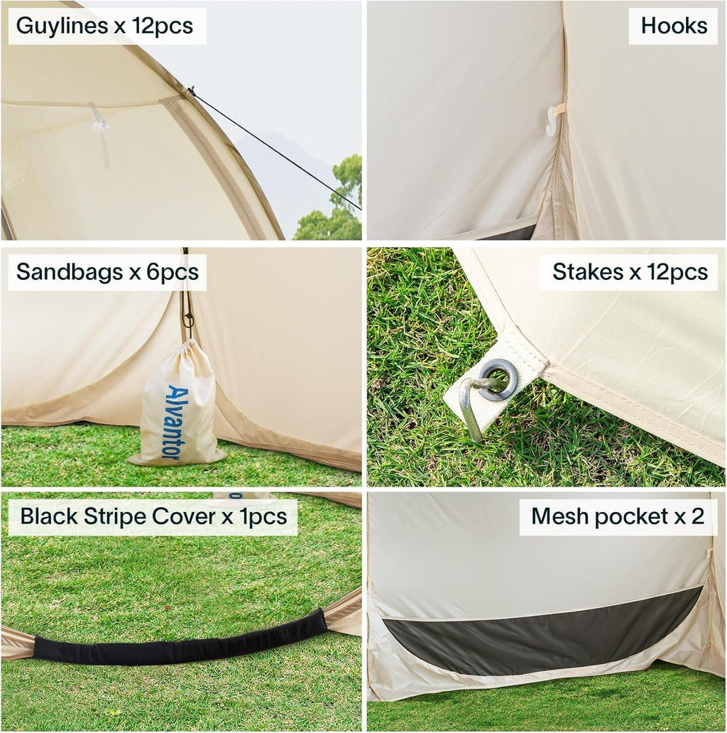 Alvantor Screen House Gazebo, 6-10-15 Person Pop Up Igloo Screened Canopy Tent with Mosquito Netting Sides, Instant UV Resistant Sun Shelter for Garden, Patio, Backyard