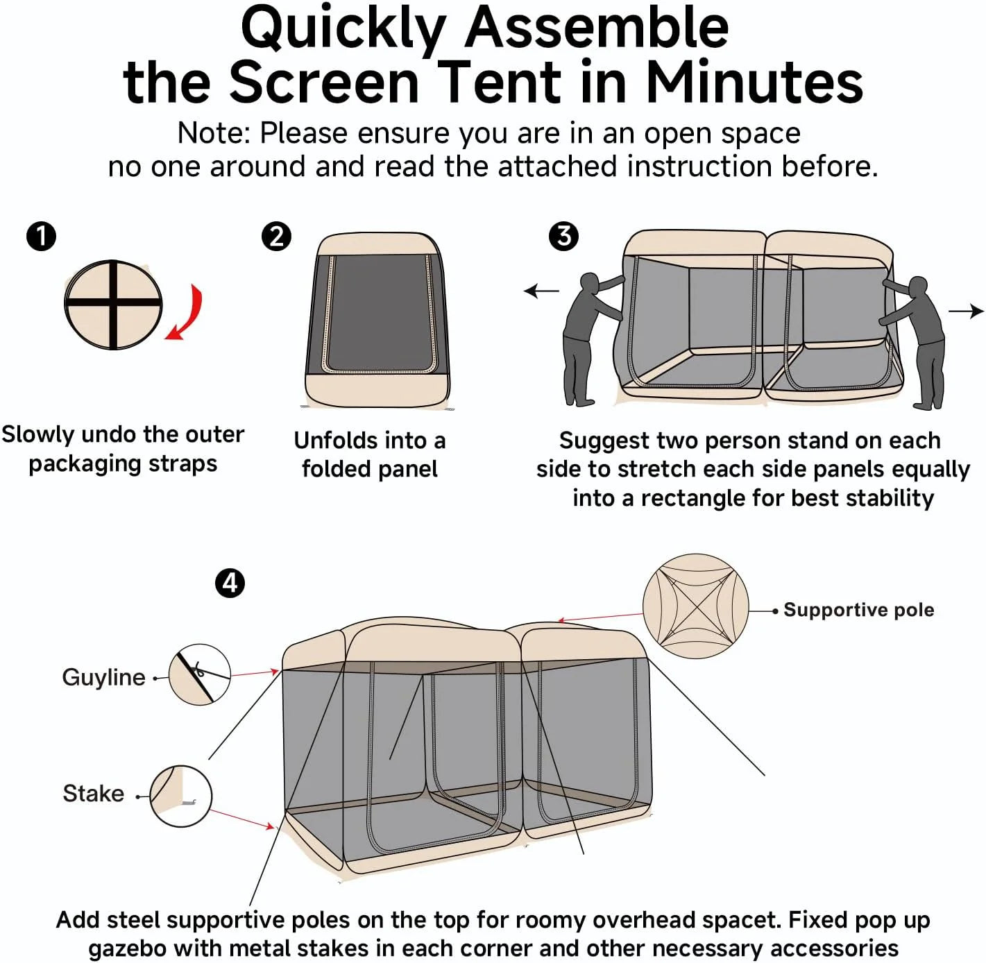 Alvantor Screen House Gazebo, 6-10-15 Person Pop Up Igloo Screened Canopy Tent with Mosquito Netting Sides, Instant UV Resistant Sun Shelter for Garden, Patio, Backyard