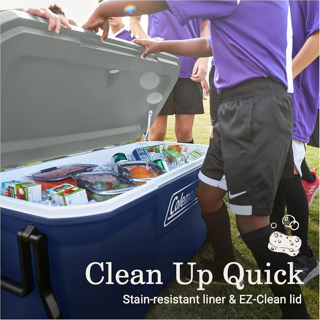 Coleman Insulated Portable Rolling Cooler with Wheels, Leak-Proof Outdoor Hard Cooler, Keeps Ice for Up to 5 Days, 100 Quart