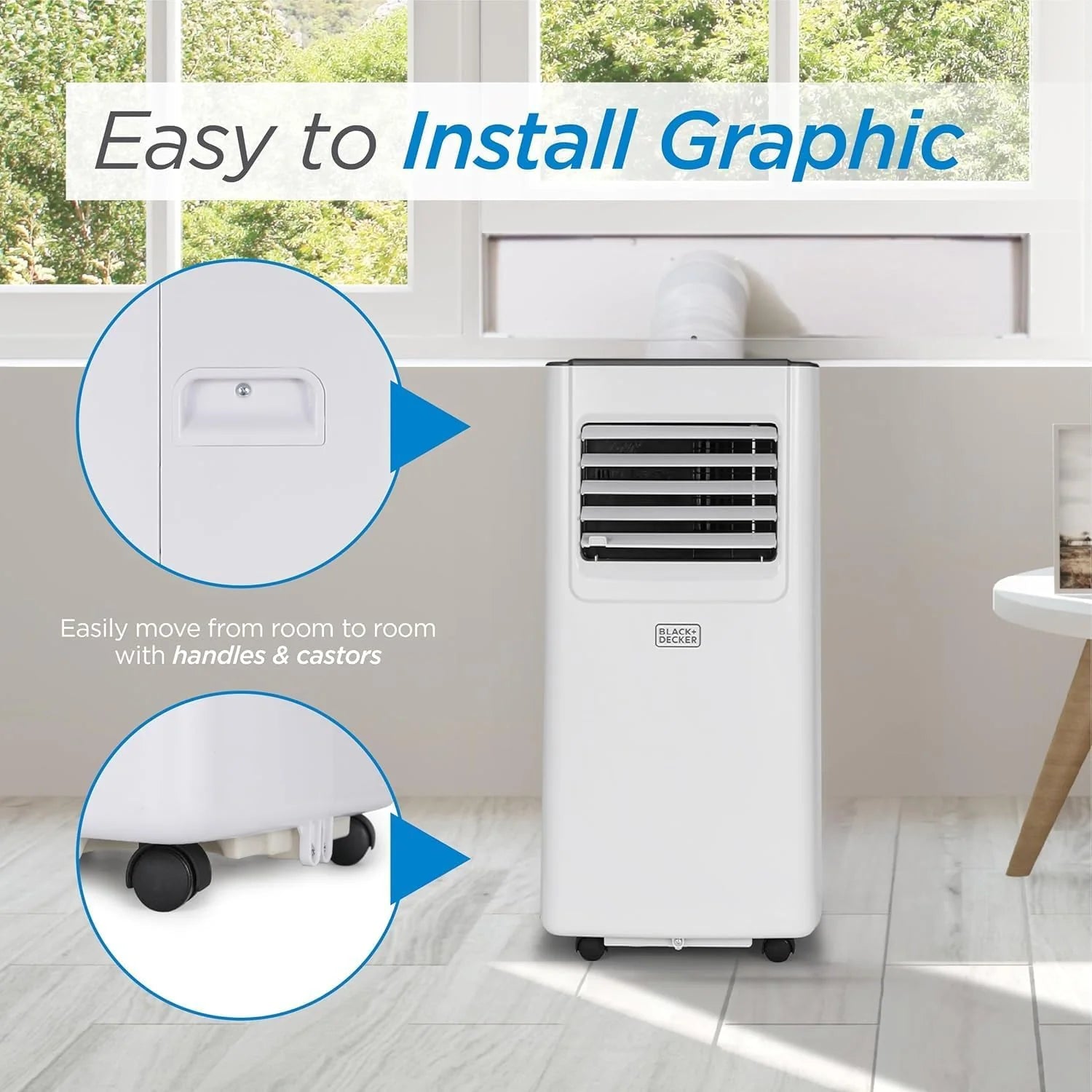 BLACK+DECKER 8,000 BTU Portable Air Conditioner with Wifi & Remote Control, 3-1-in AC, Fan & Dehumidifier, with App, Alexa & Google Assistant, Window Kit