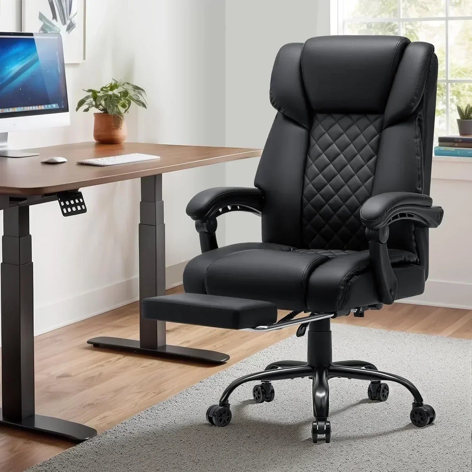 Massage office chair with heating function Reclining high back home office desk chair