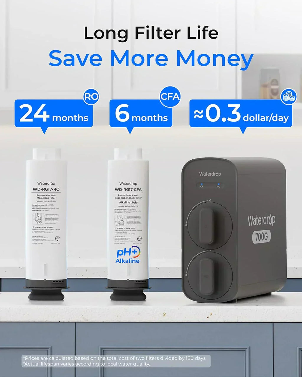 WaterDrop G5P700 reverse osmosis water filter 700G fast flow reverse osmosis system
