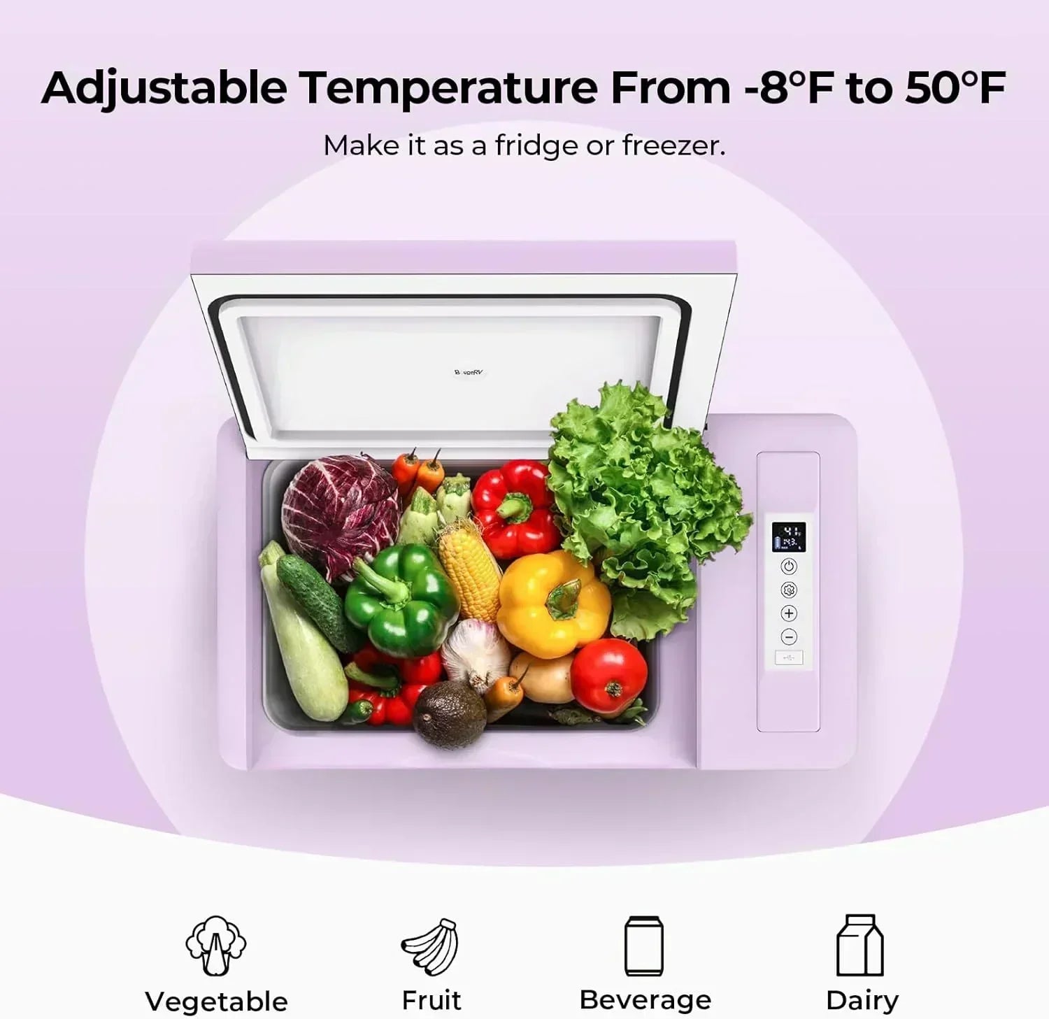BougeRV 12 Volt Refrigerator 12V Car Fridge 23 Quart Portable Freezer Compressor Cooler