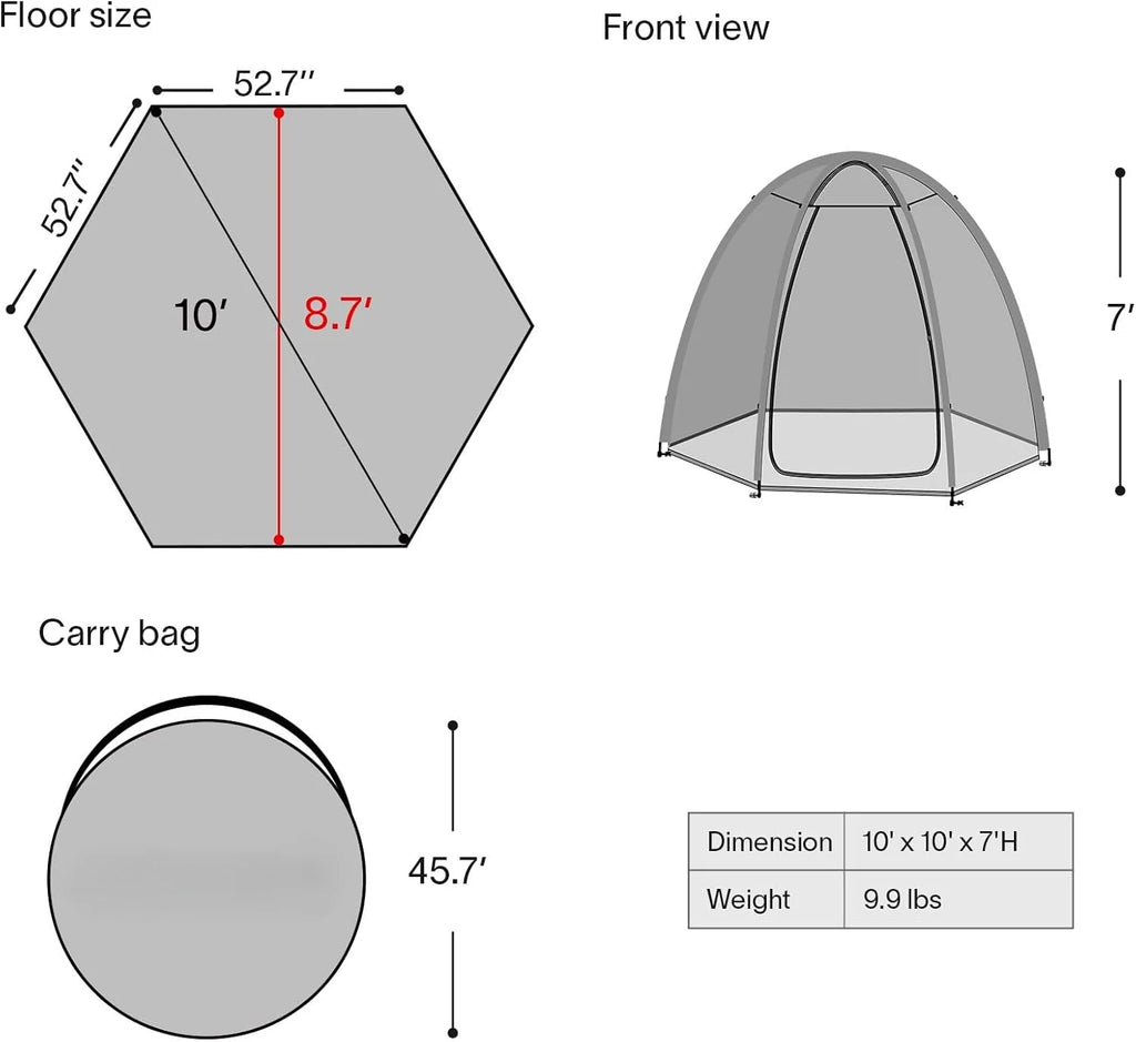 Alvantor Screen House Gazebo, 6-10-15 Person Pop Up Igloo Screened Canopy Tent with Mosquito Netting Sides, Instant UV Resistant Sun Shelter for Garden, Patio, Backyard