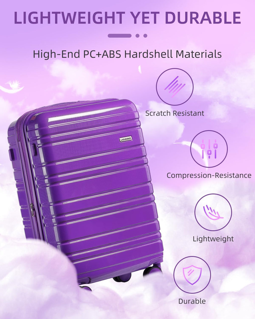 6-piece luggage set, expandable hardshell suitcase set with spinner wheels, lightweight rolling luggage set