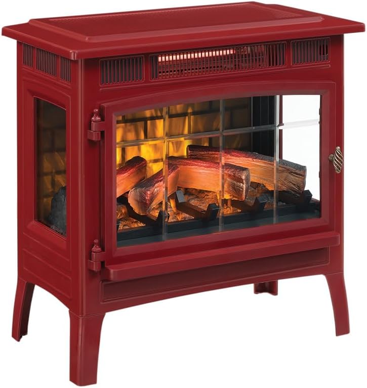 Freestanding Electric Fireplace Stove Heater with 3D Flame Effect for 1,000 Sq. Ft