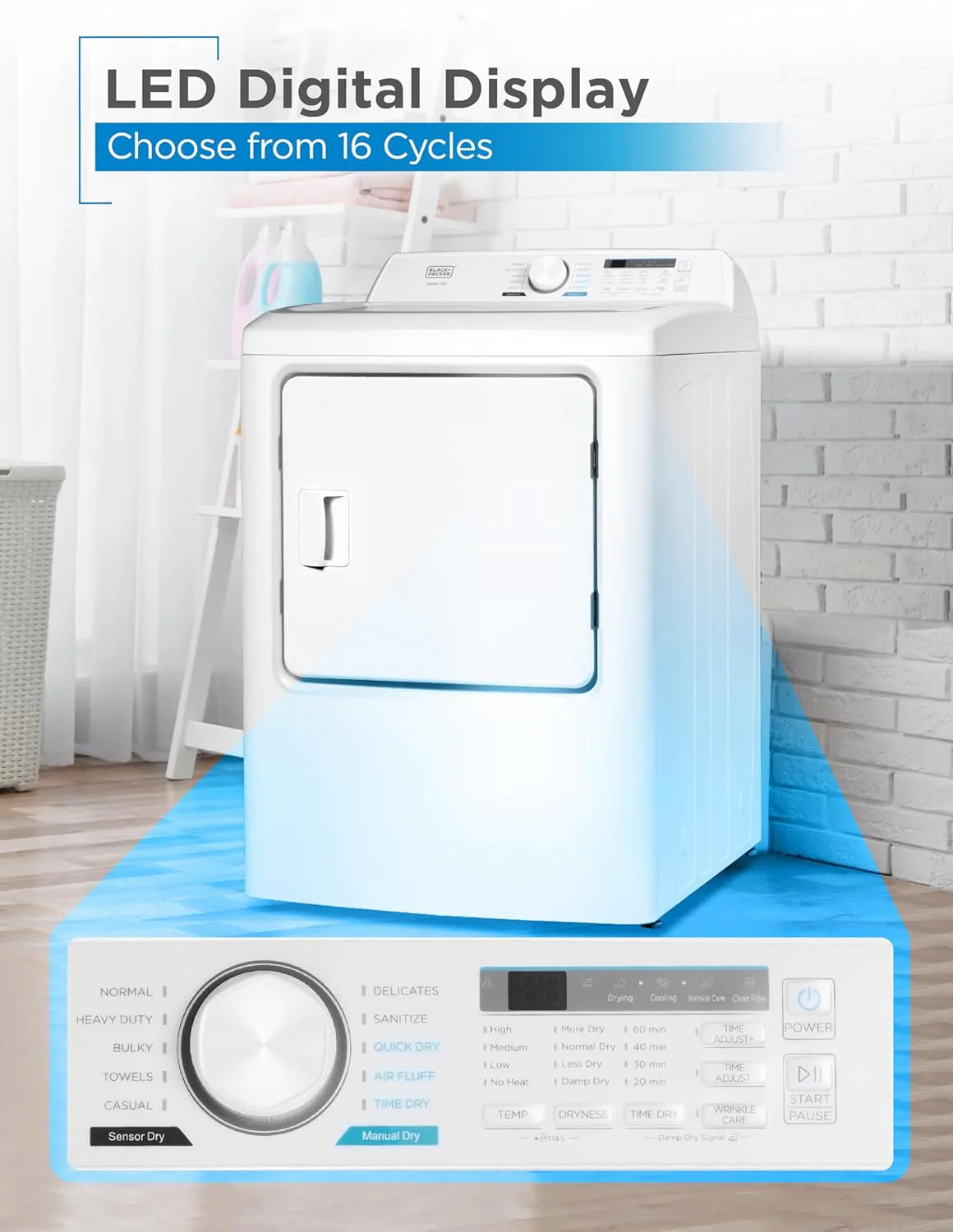 Compact Clothes Dryer, 1.5 Cu. Ft. 850W Electric Dryer, 120V Vented Portable Dryer with Stainless Steel Drum, for 5.5 lbs. of clothing for Standard Wall Outlet