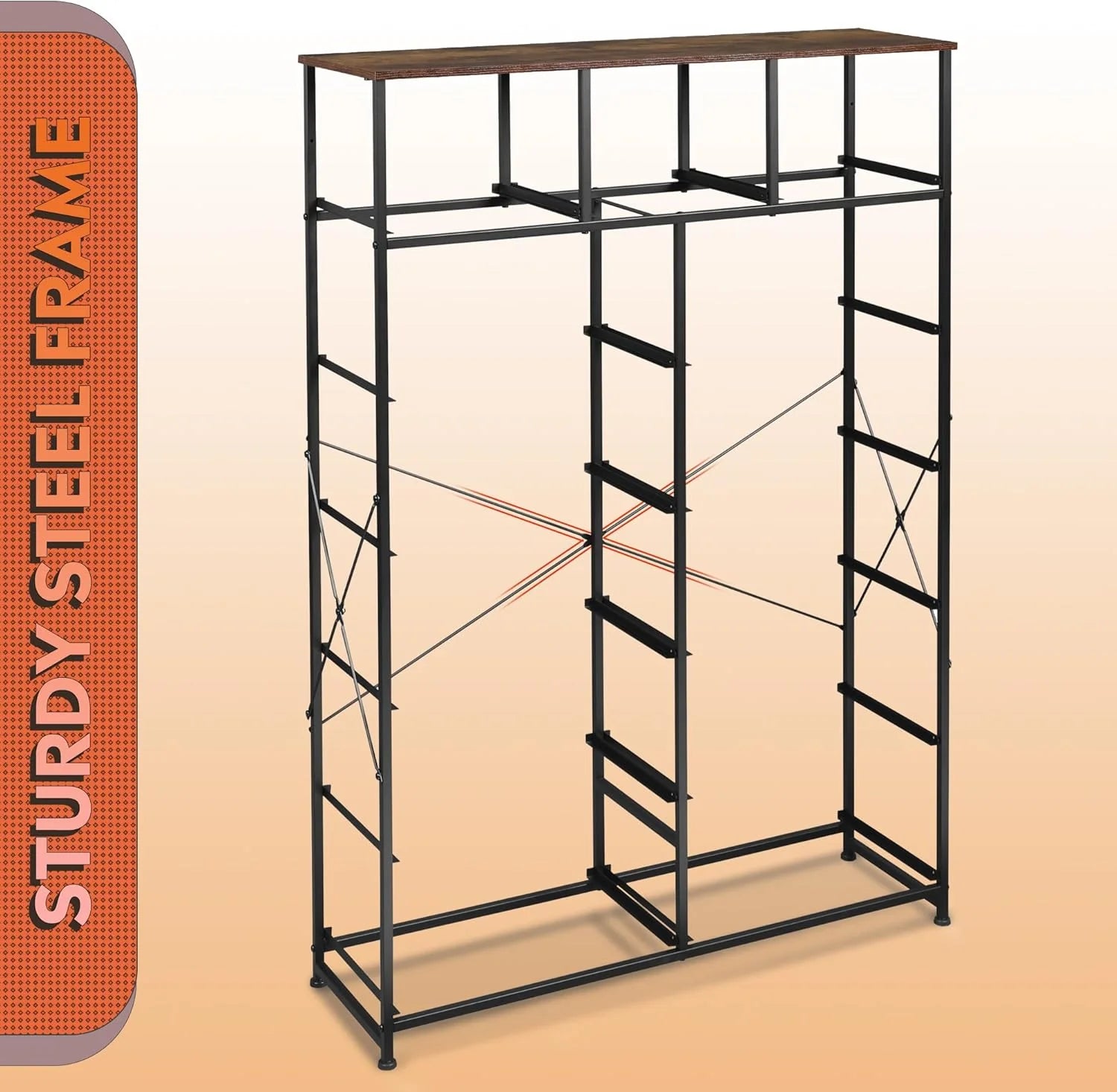WLIVE Storage Organizer Unit with 13 Fabric Bins, Storage Drawers Organizer with Steel Frame, Tall Storage Tower Organizaton for Living Room, Hallway, Office, Charcoal Black