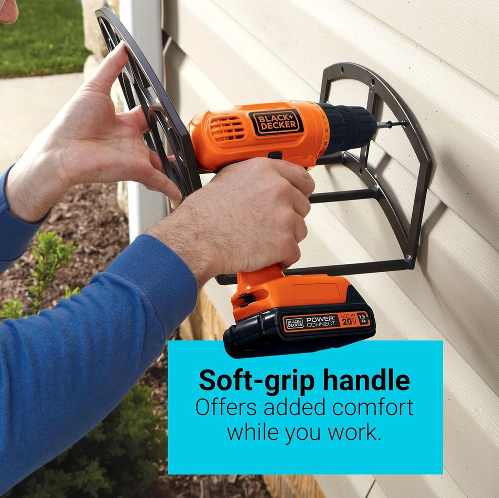 BLACK+DECKER 20V MAX POWERCONNECT Power Drill Cordless Drill Driver Electric Screwdriver with 30 Piece Bit Set and Drivers Kit, Battery and Charger Included (LD120VA)