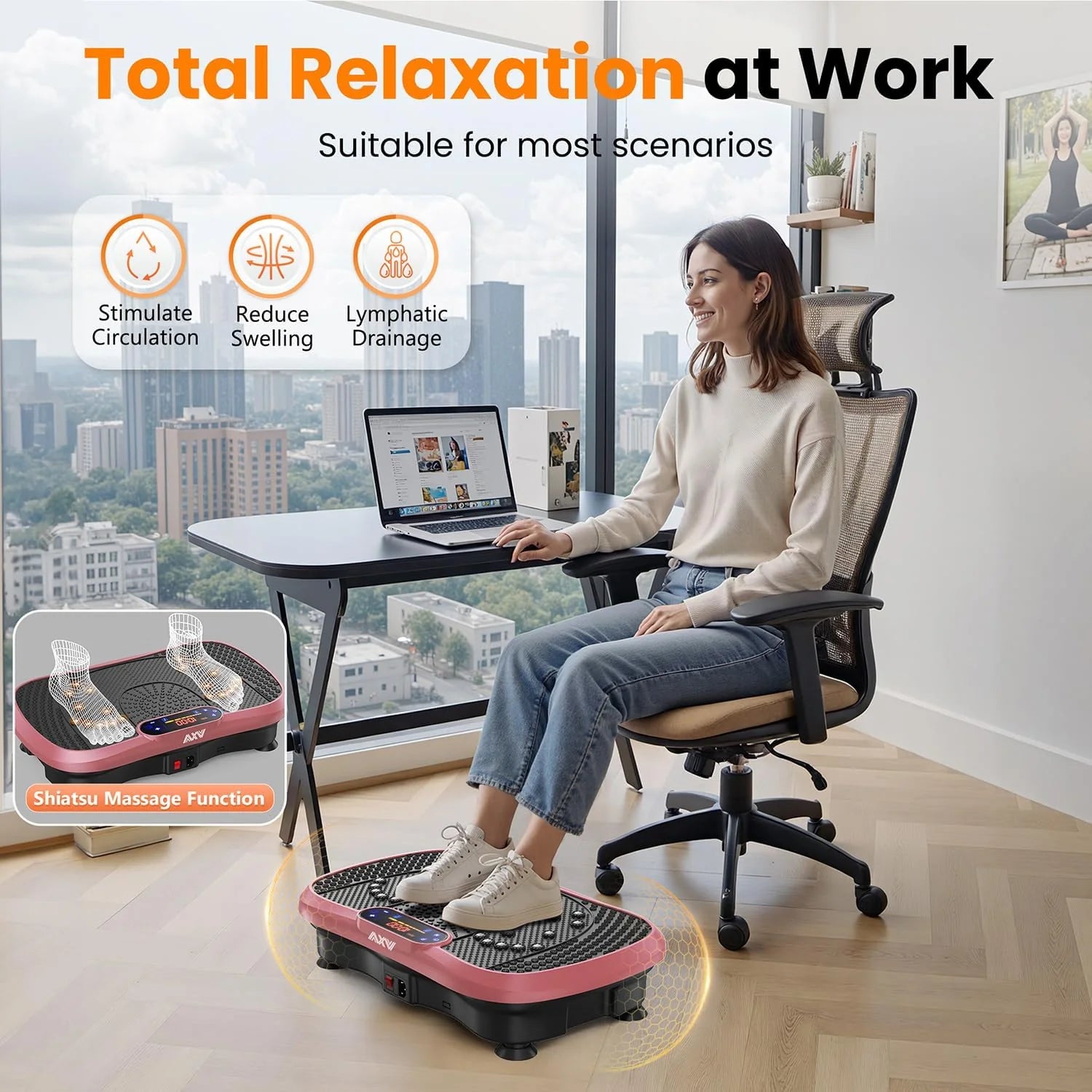 AXV Vibration Plate Fitness Platform Trainer Suitable for men and women to lose weight and burn fat at the gym