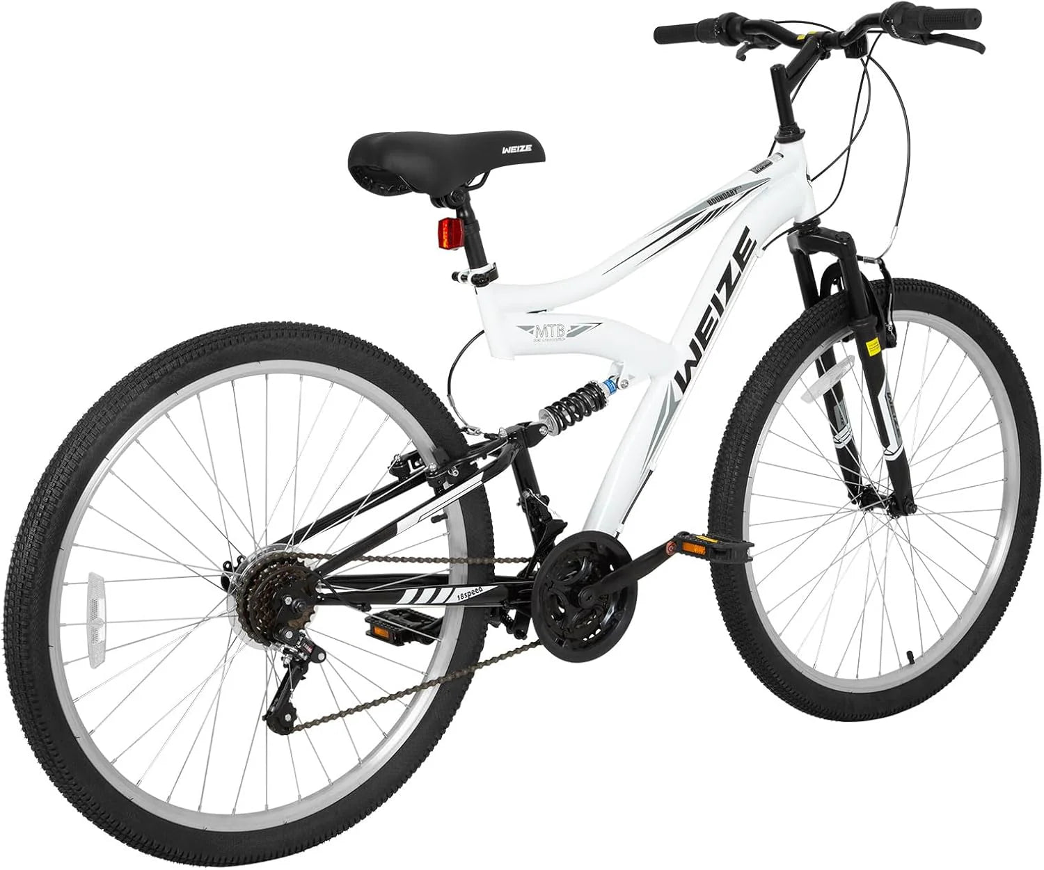 WEIZE Mountain Bike, 26 27.5 inch Outdoor Hybrid Bikes,18-Speed/High-Carbon Steel/Dual Full Suspension, Adjustable Ergonomic Seat for Men Women Adult, MTB Bicycle with Suspension Fork,Sleek Colors