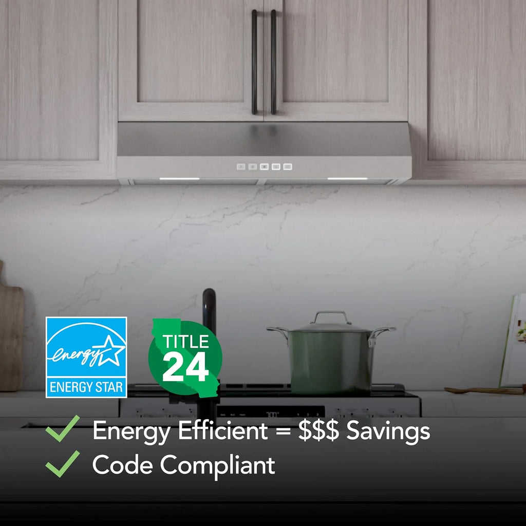 Broan-NuTone Three-Speed Glacier Undercabinet Range Hood with LED Light, ADA Compliant