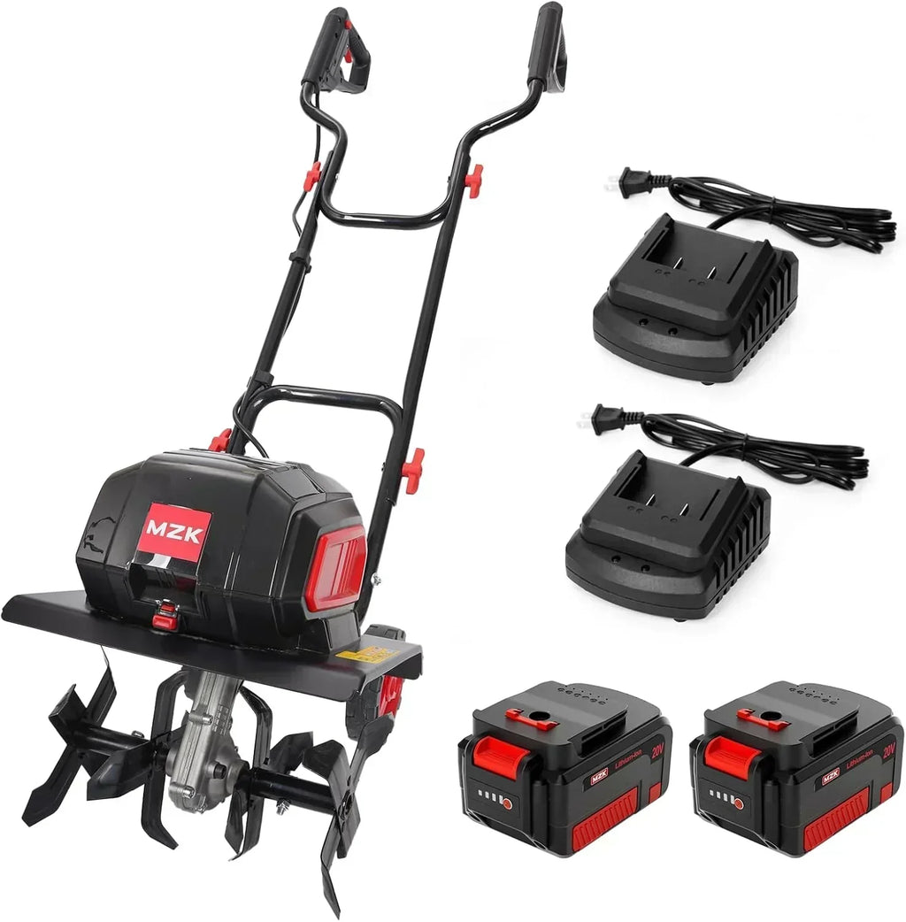 MZK 40V 12-inch Cordless Garden Tiller Battery Powered Garden Cultivator 2 x 4.0Ah Battery