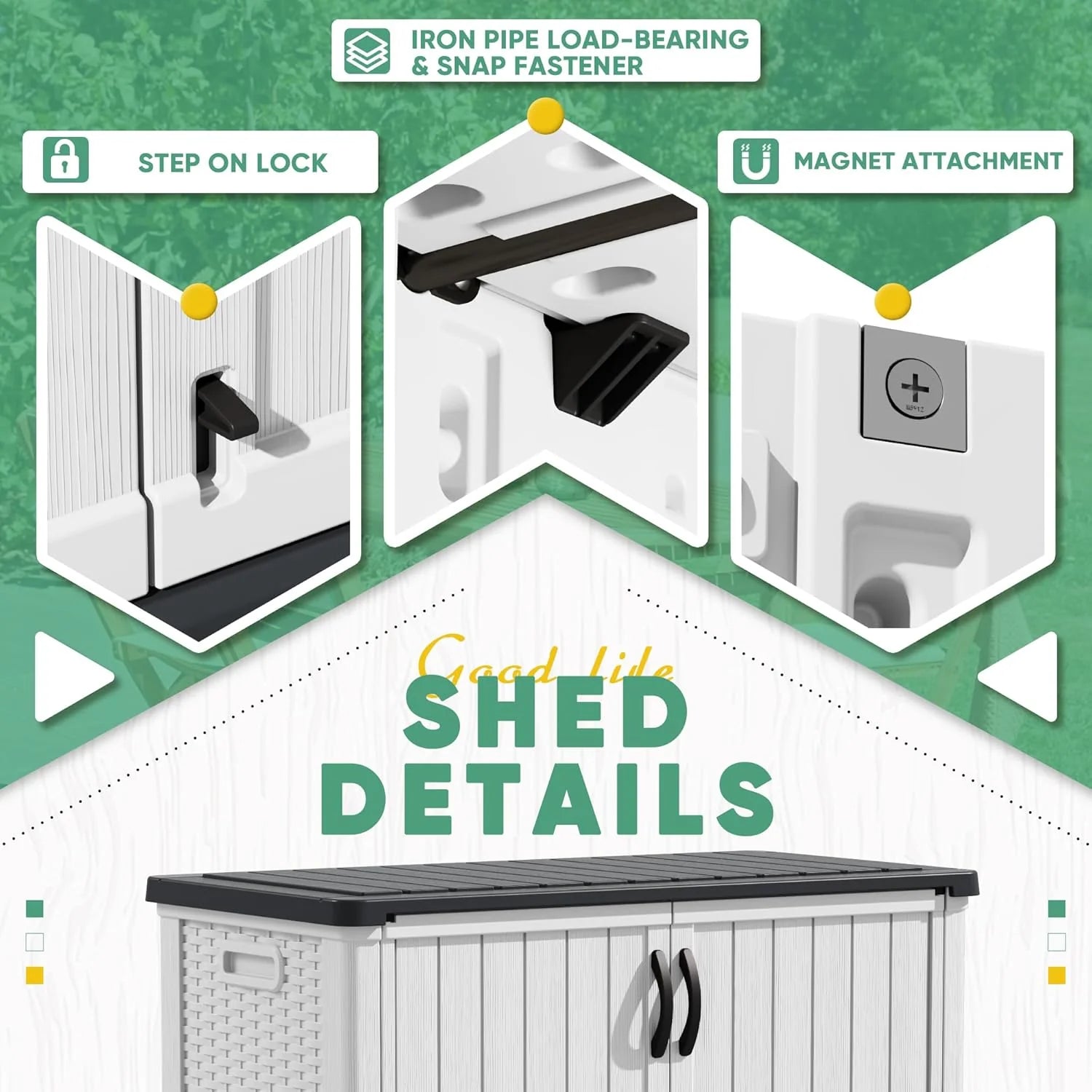 Devoko Outdoor Storage Cabinet 26 Cu Ft with Lockable Doors, Horizontal Storage Shed Waterproof Patio Tools Storage Box