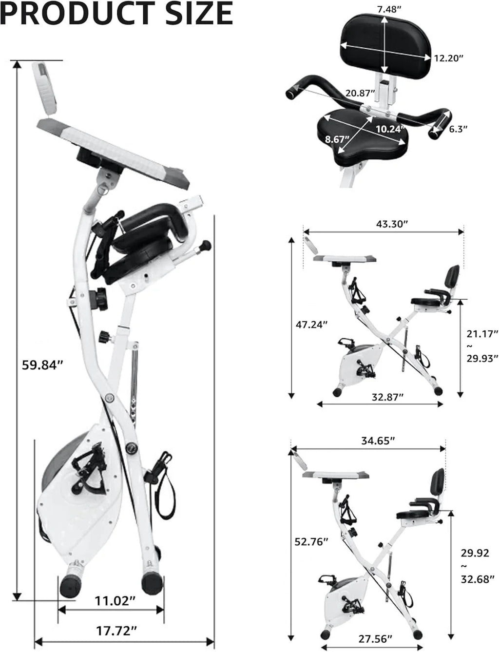 Foldable Exercise Bike Stationary Bikes for Home, 5 IN 1 Indoor Workout Bike, Cycling Bike with 16-Level Quiet Magnetic Resistance, 6.6 LBS Flywheel and 300LBS Capacity, 2025 Designed 817 X-bike