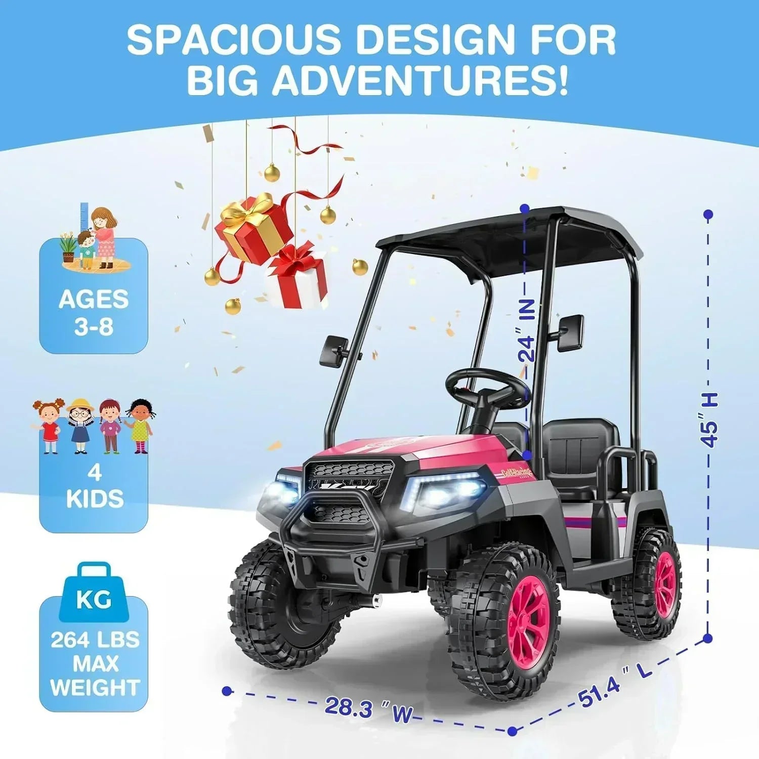 R9 24V Children's Golf Cart with Remote Control Removable Awning