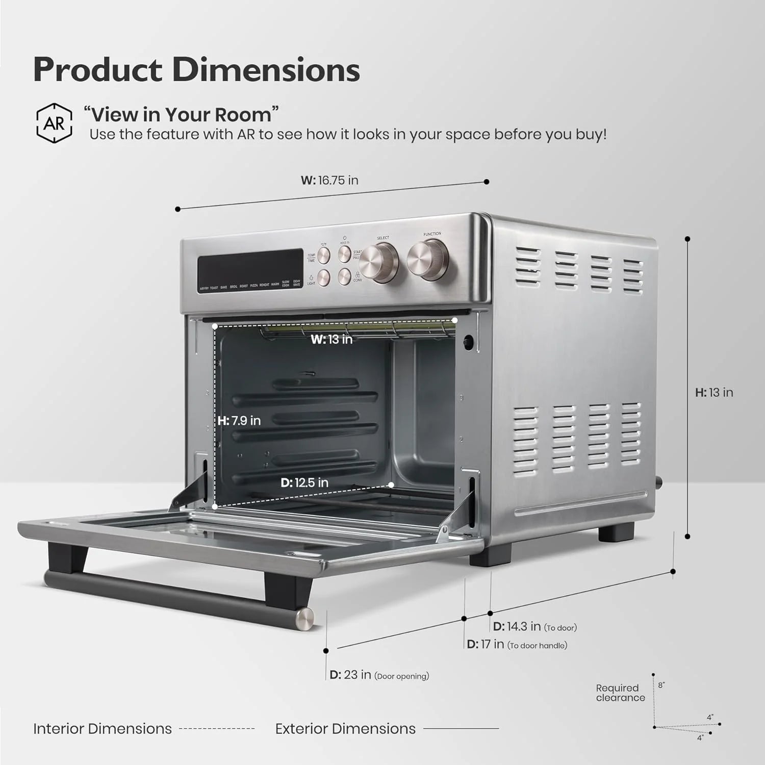 Infrared Heating Air Fryer Toaster Oven, Extra Large Countertop Convection Oven 10-in-1 Combo, 6-Slice Toast, Enamel Baking Pan Easy Clean with Recipe Book, Black Matte Stainless Steel