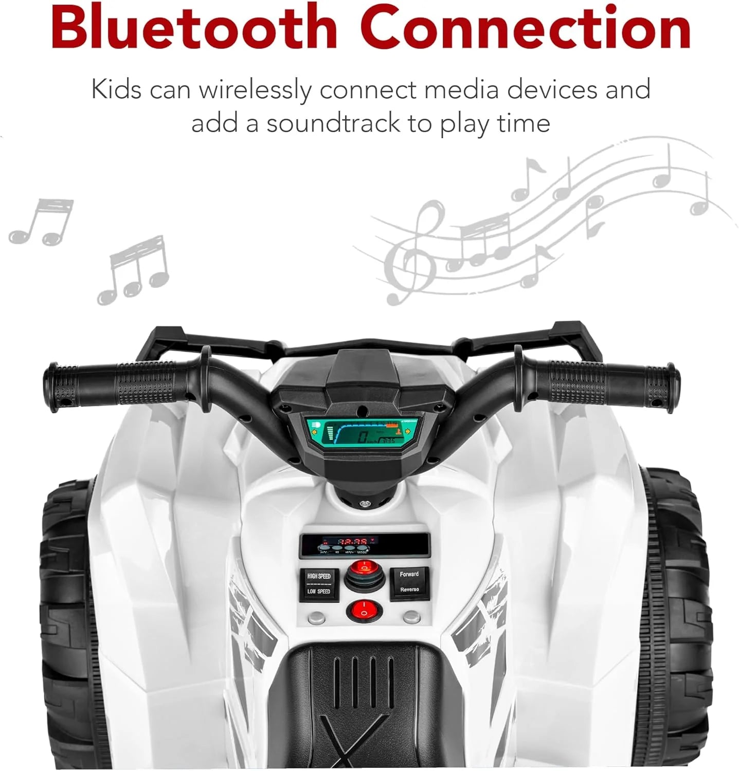 Best Choice Products 12V Kids Ride-On Electric ATV, 4-Wheeler Quad Car Toy w/Bluetooth Audio, 2.4mph Max Speed, Treaded Tires, LED Headlights, Radio