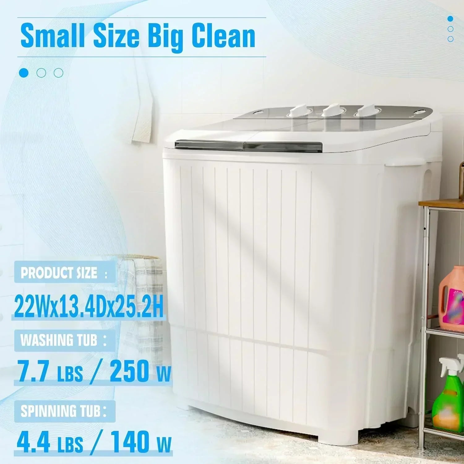 INTERGREAT Portable Washing Machine 16 lb Twin Tub Washing Machine