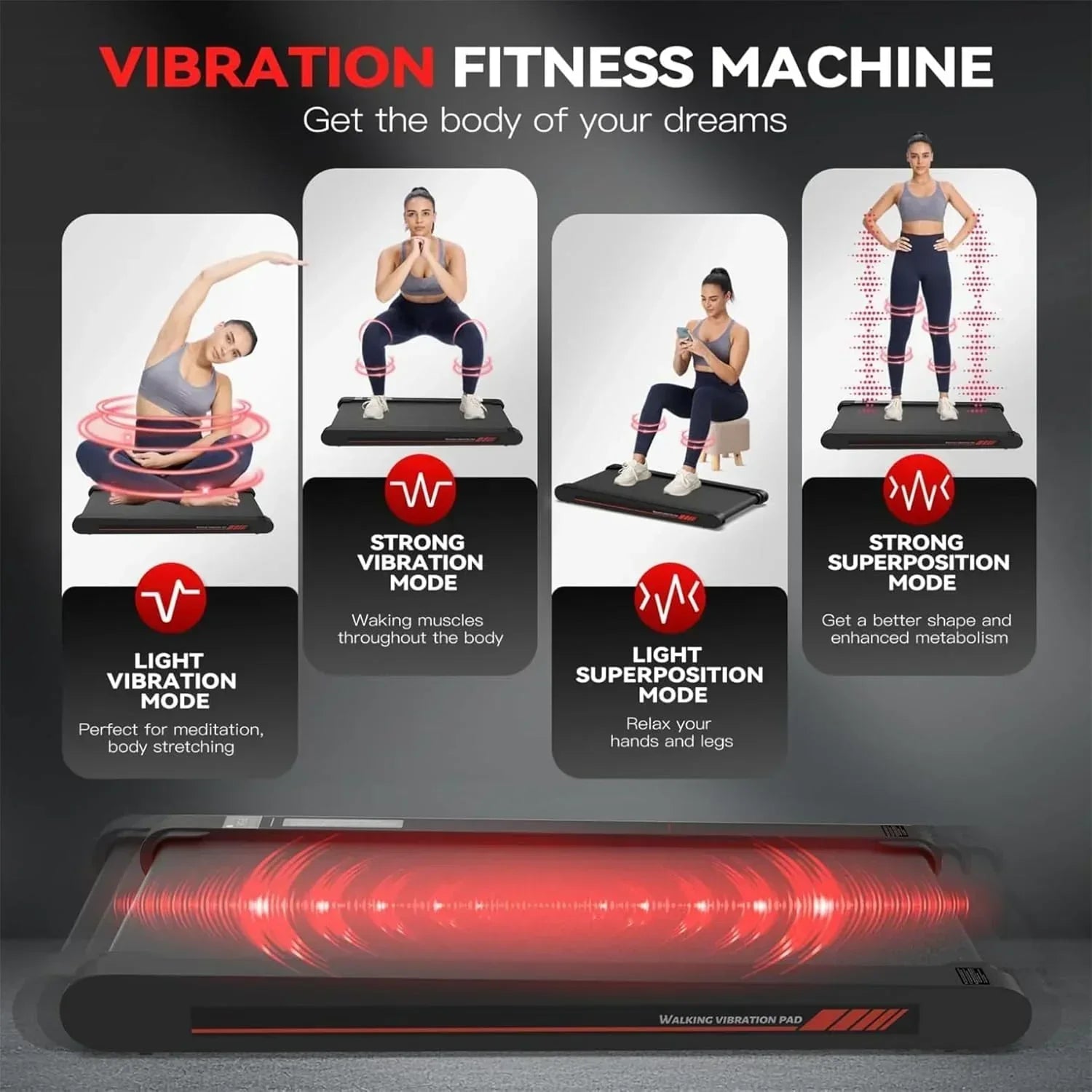 Sperax Walking Vibration Pad with APP 3 in 1 Under Desk Treadmill Walking Treadmill Pad