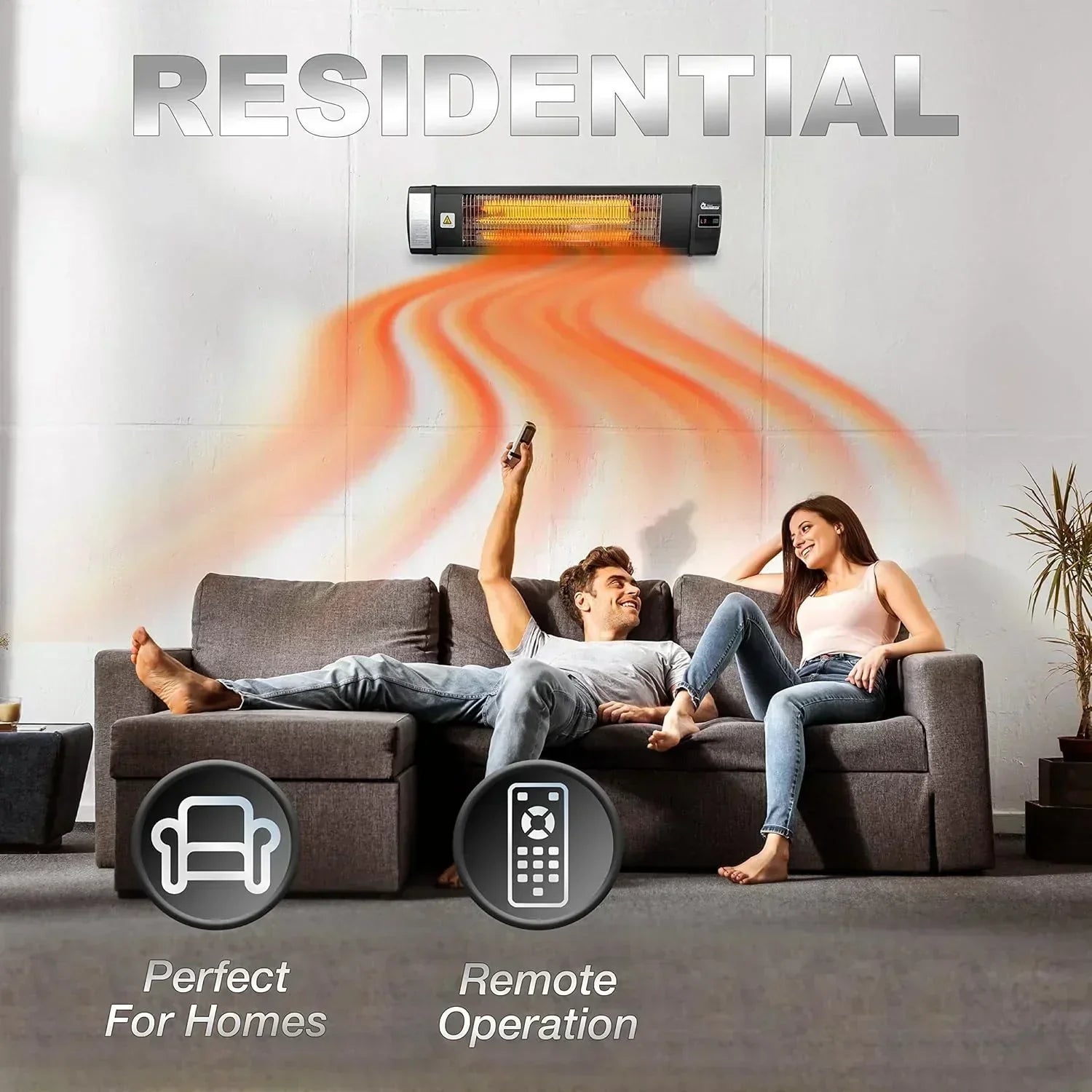 Smart greenhouse heater with built-in temperature control and digital thermostat