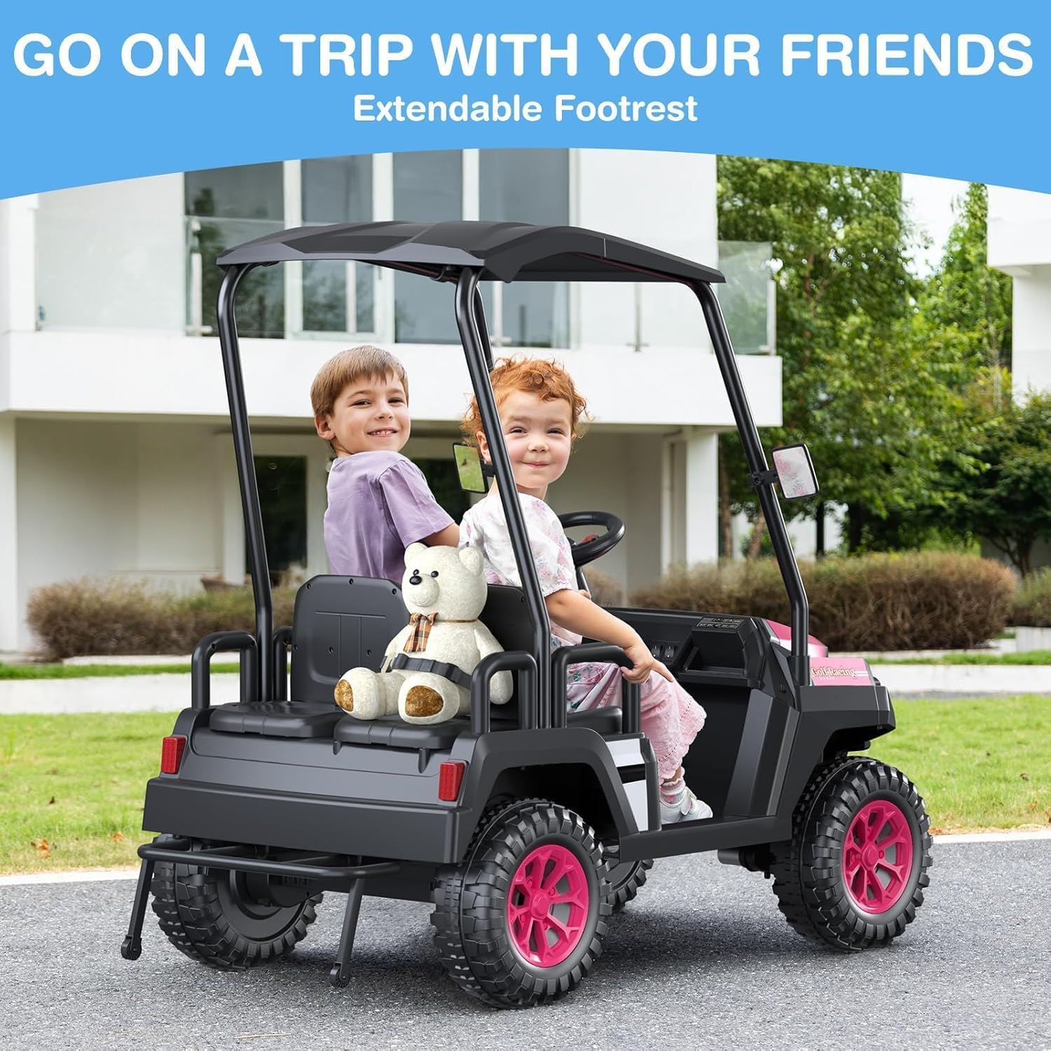 R9 24V Children's Golf Cart with Remote Control Removable Awning