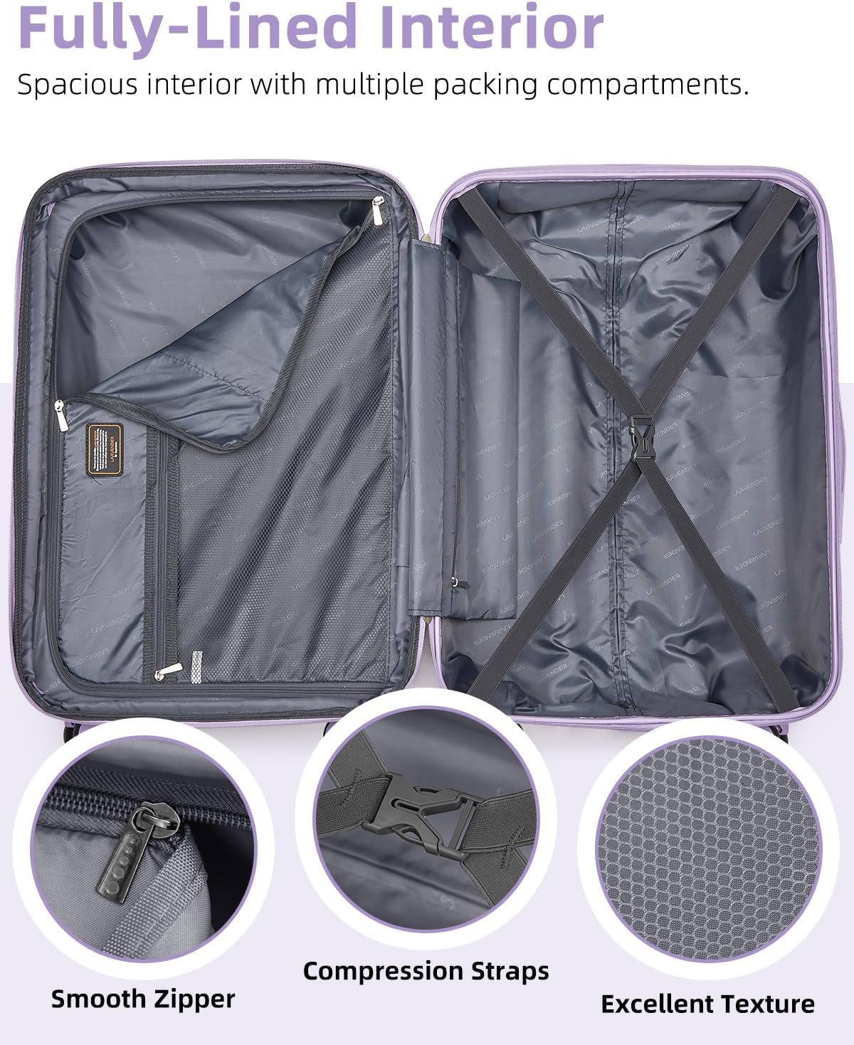 6-piece luggage set, expandable hardshell suitcase set with spinner wheels, lightweight rolling luggage set