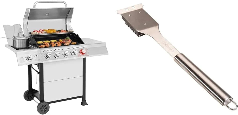 Royal Gourmet GA5401T 5-Burner Propane Gas Grill with Sear Burner and Side Burner, Stainless Steel BBQ Grill with 632 Sq. In. Grilling Area for Outdoor Barbecue Cooking, 64,000 BTUs, Silver