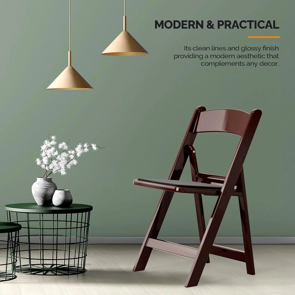 VINGLI Resin Folding Chair with Cushion Foldable Plastic Chair with Comfortable Cushioned Seat