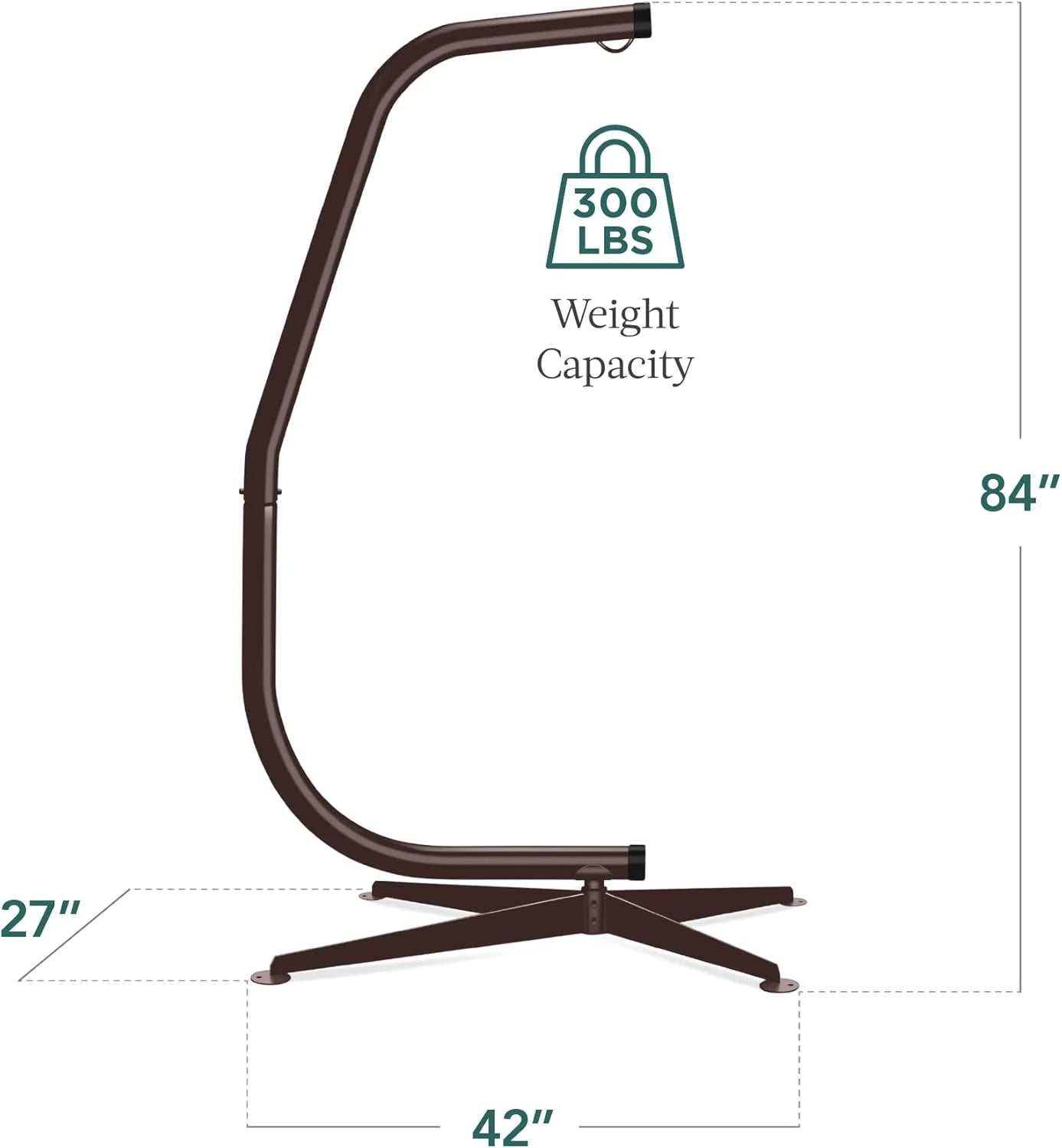 Best Choice Products Metal Hanging Hammock C-Stand for Chair/Weather-Resistant Finish, Offset Base - Stand Only - Black