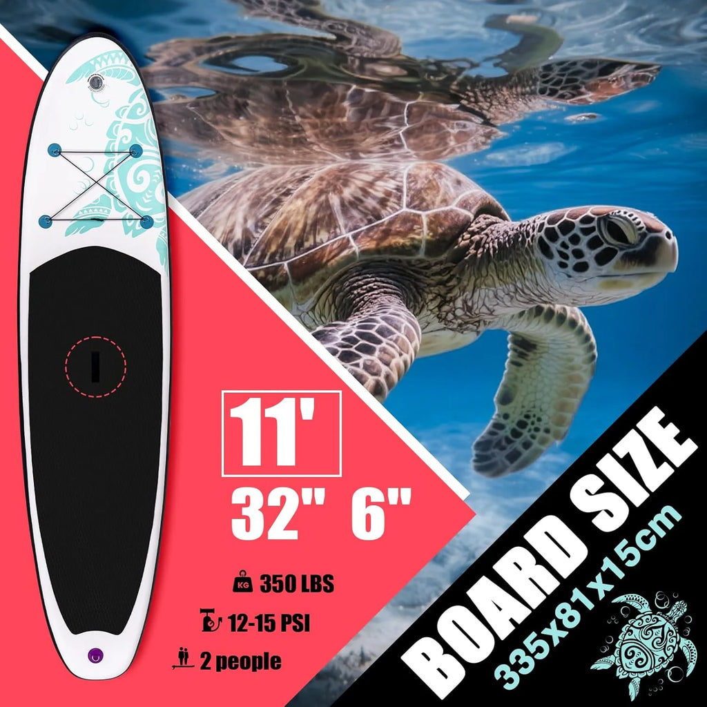 FunWater Inflatable Stand Up Paddle Board with Premium SUP Paddle Accessories, Non-Slip EVA Deck, 11'/10'6' Paddle