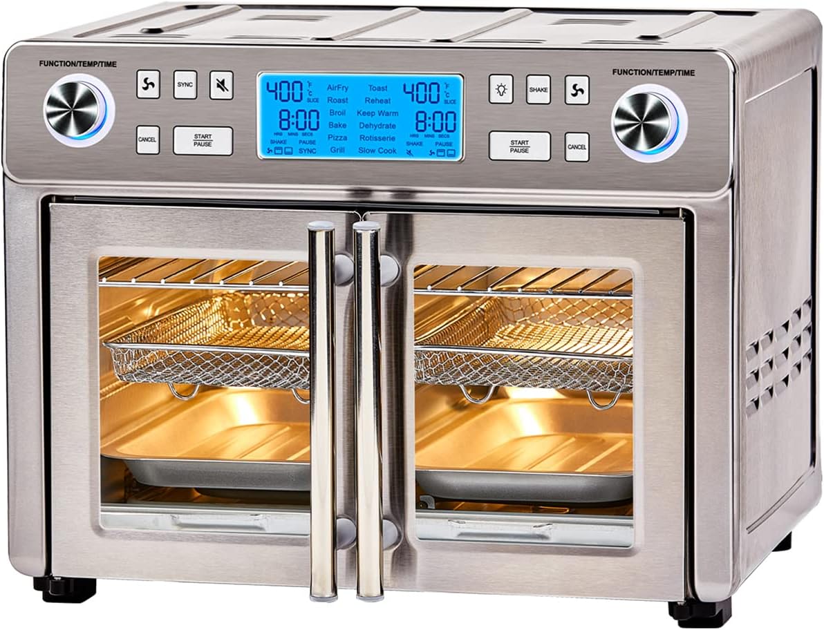 Emeril Lagasse Dual Zone 360 Air Fryer Oven Combo with French Door, 25 QT Extra Large, Cook Two Foods in Different Ways, Up to 60% Faster from Frozen to Finish