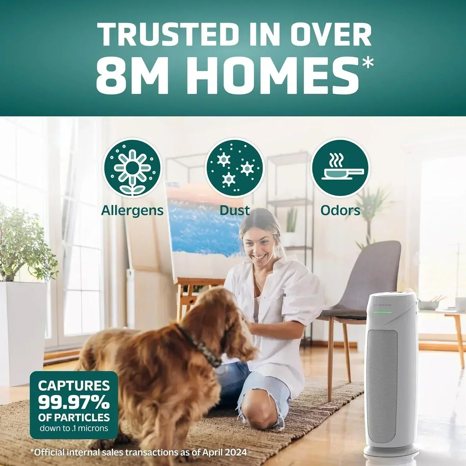 Home air purifier with HEPA pure filter