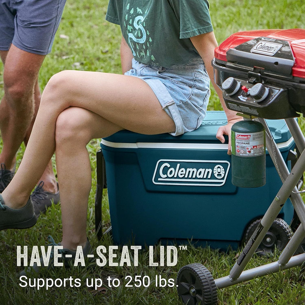 Coleman Classic Series Insulated Portable Wheeled Cooler, Leak-Resistant Outdoor Hard Cooler Keeps Ice up to 5 Days, 100-Quart