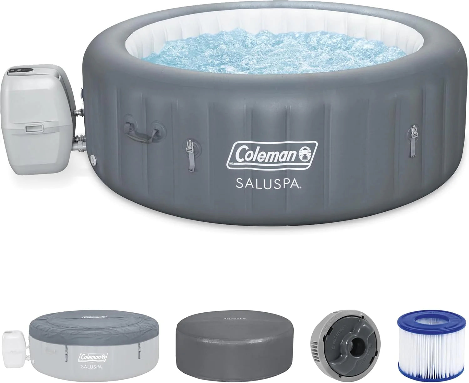 Bestway Palm Springs 4 to 6 Person EnergySense Smart AirJet Plus Inflatable Hot Tub Outdoor Spa with 140 AirJets and Insulated Cover