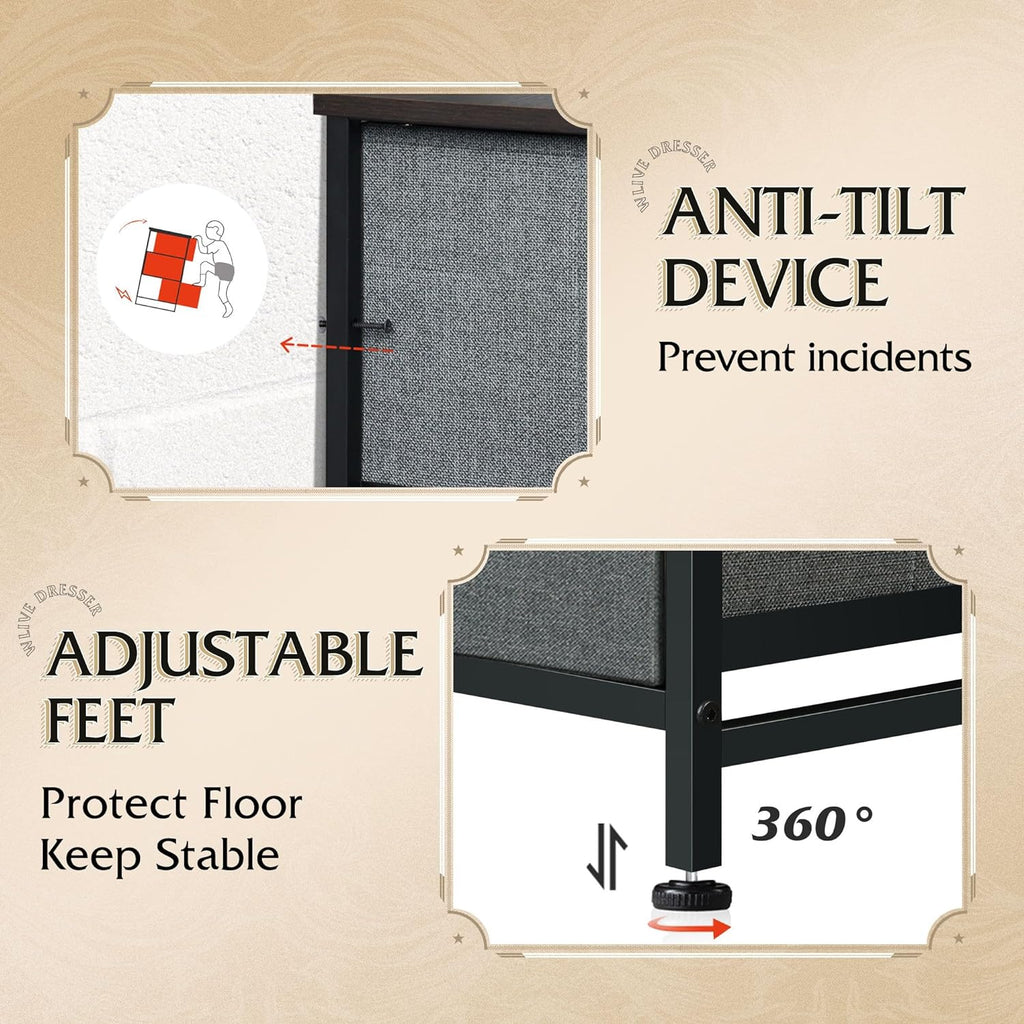 Storage Organizer Unit with 11 Fabric Bins, Storage Drawers Organizer with Steel Frame, Tall Storage Tower Organizaton