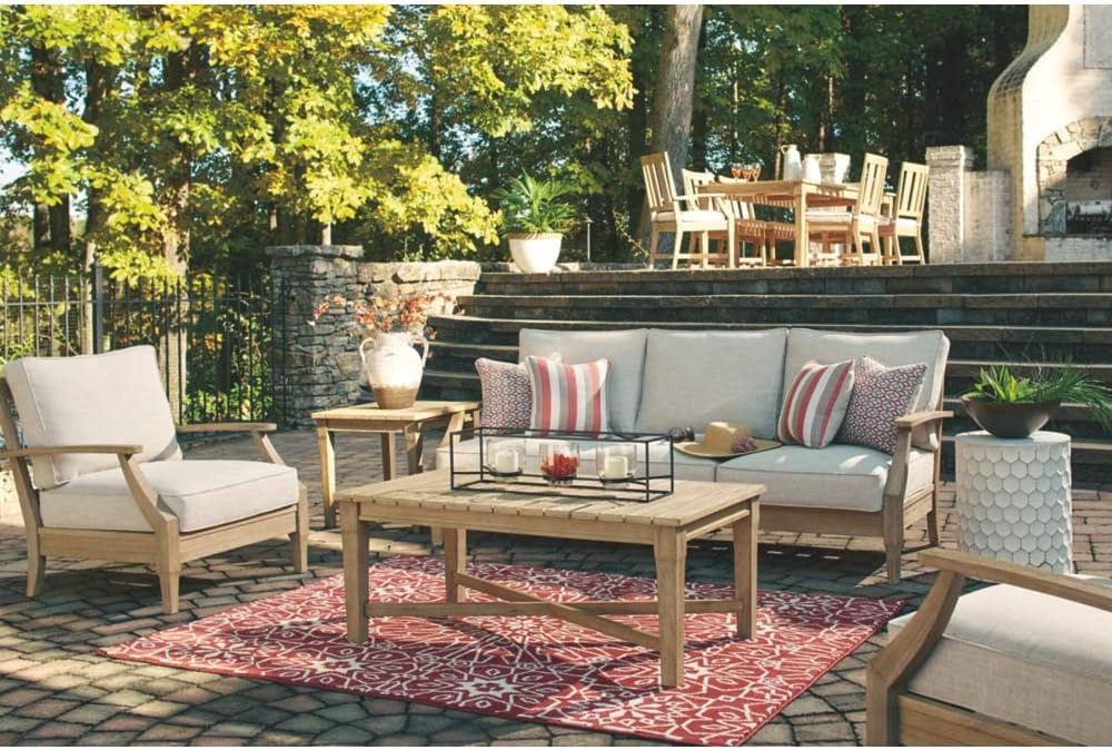 Coastal view outdoor terrace eucalyptus sofa