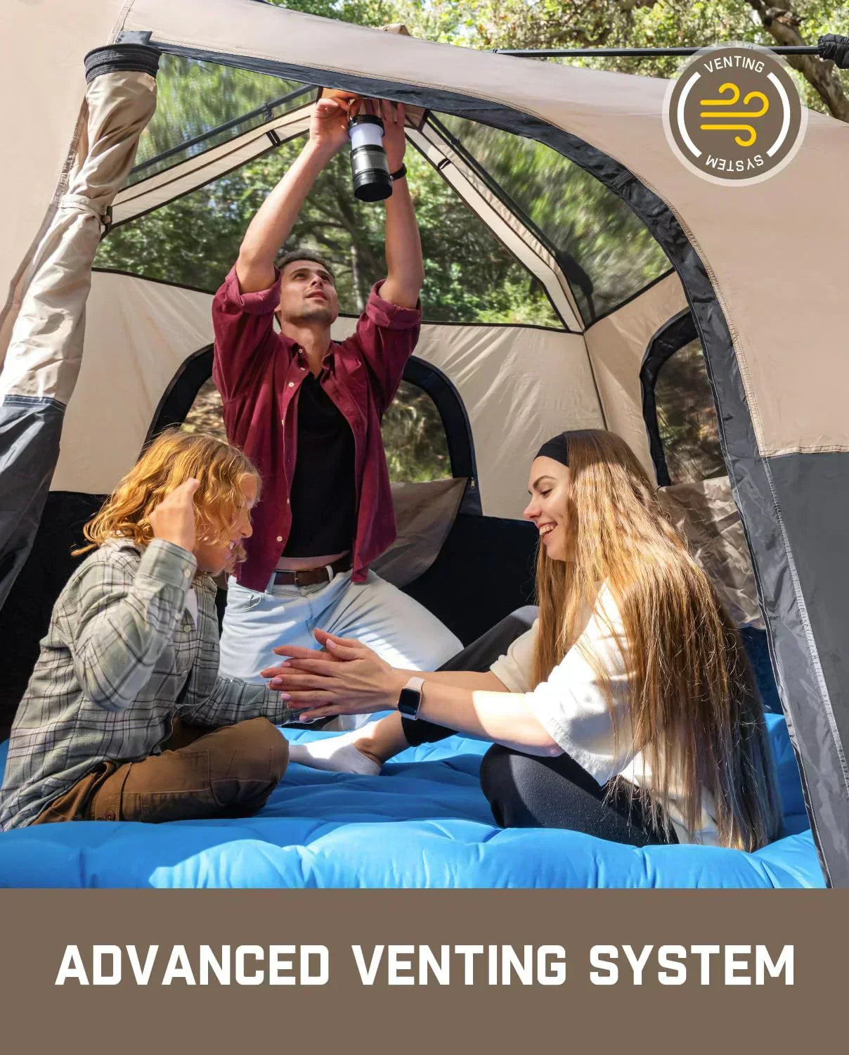 Portable camping tent for 4/6/8/10 people with instant cabin and rainproof and windproof