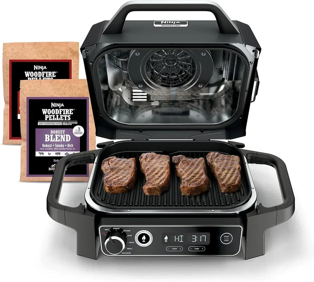 OG751 Woodfire Pro Outdoor Grill Built-In Thermometer 7-in-1 Master Grill BBQ Smoker Air Fryer
